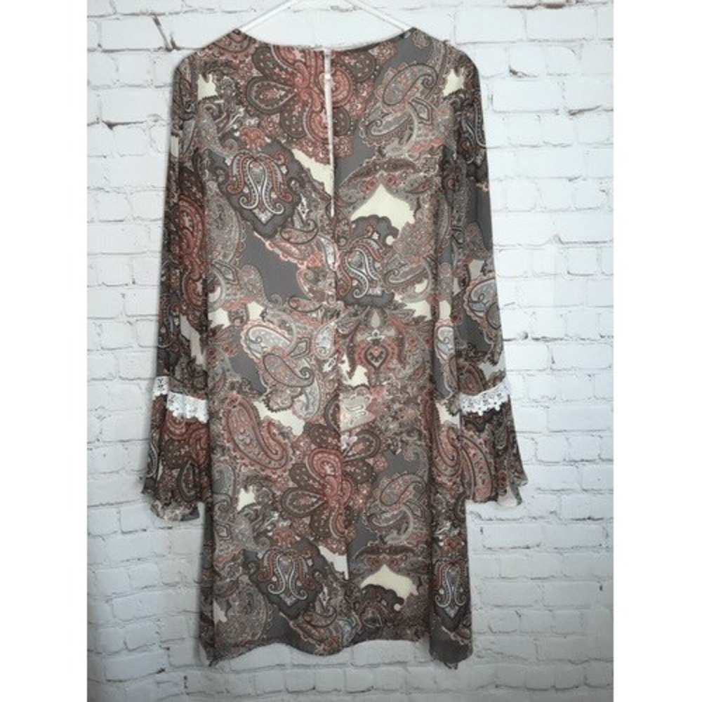 NWOT Slny Fashions Summer Paisley Print Lace lined Midi Dress Women 10‎ China